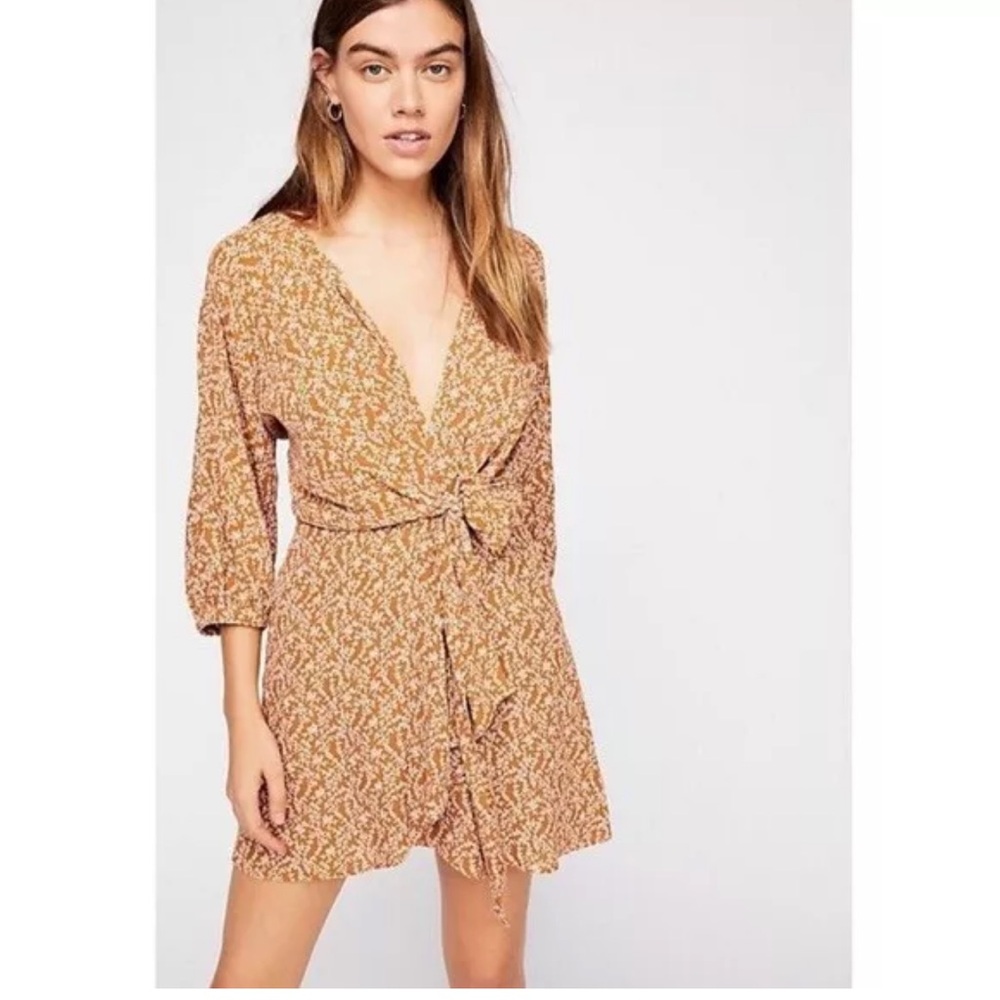 Free People Clara Floral Print Mini Dress Tunic Top Size XS